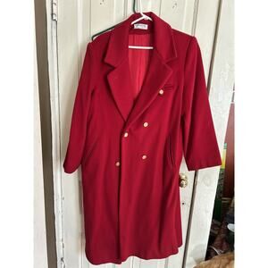 Forecaster of Boston Made In USA Red 100% Wool Long Maxi Coat Women's Size 13/14